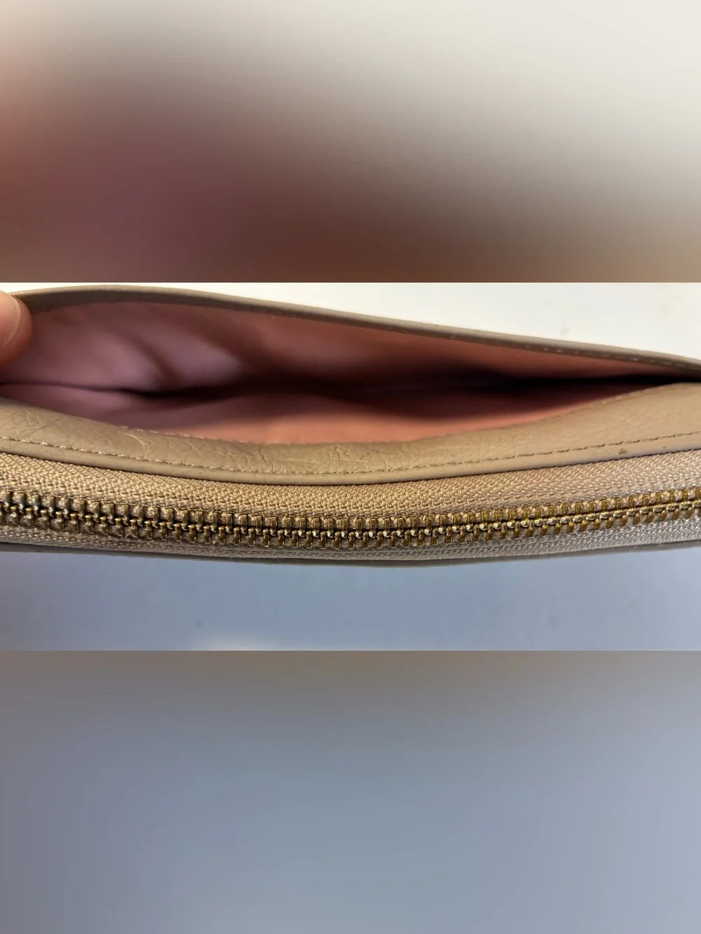 Coach Taupe Debossed Signature Zip Around Wallet